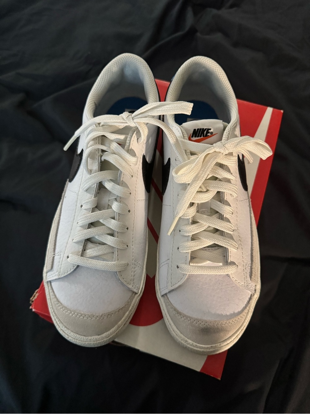 Nike Blazers White Low-Top Sneakers with Black Swoosh